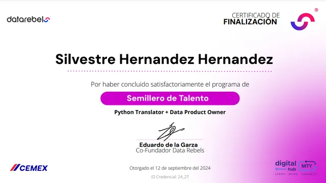Certificado de DataRebels